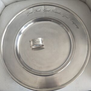 Pottery Barn Set Of 6 Each Silver Dining Charger and Napkin Ring